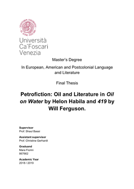 Oil and Literature in Oil on Water by Helon Habila and 419 by Will Ferguson