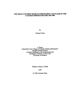 The Lmpact of Free Trade on Employment and Wages in the Canadian Service Sector, 1987-1998