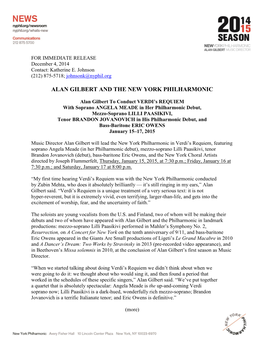 Alan Gilbert and the New York Philharmonic