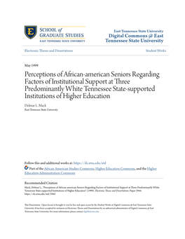 Perceptions of African-American Seniors Regarding Factors Of