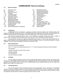 CORREGIDOR: Fall of a Fortress 1.0 Table of Contents