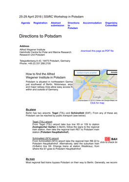 Directions to Potsdam