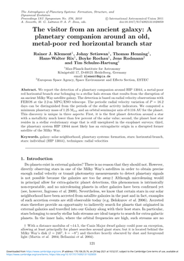 The Visitor from an Ancient Galaxy: a Planetary Companion Around an Old, Metal-Poor Red Horizontal Branch Star