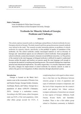 Textbooks for Minority Schools of Georgia; Problems and Challenges