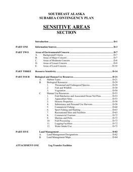 Sensitive Areas Section