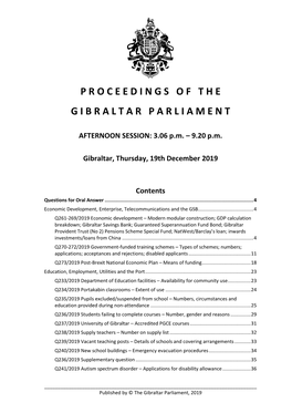 Thursday 19Th December 2019, We Carry on with Answers to Oral Questions and We Commence with Question 261