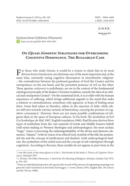 On (Quasi-)Gnostic Strategies for Overcoming Cognitive Dissonance