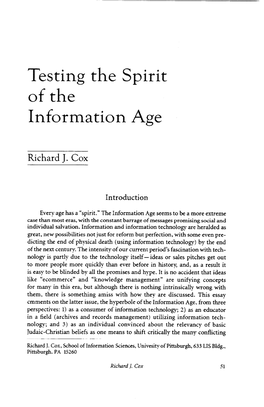Testing the Spirit Information