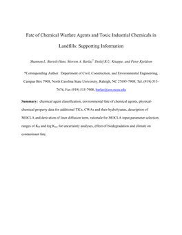 Fate of Chemical Warfare Agents and Toxic Industrial Chemicals in Landfills