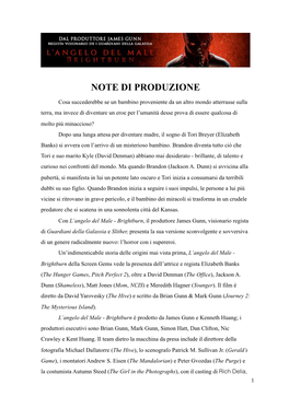 Note Di Produzione