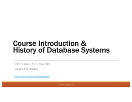 Course Introduction & History of Database Systems