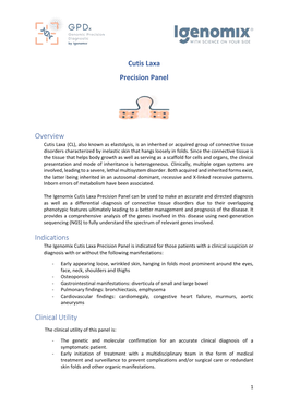 Cutis Laxa Precision Panel Overview Indications Clinical Utility