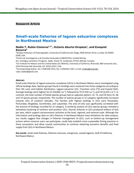 Small-Scale Fisheries of Lagoon Estuarine Complexes in Northwest Mexico