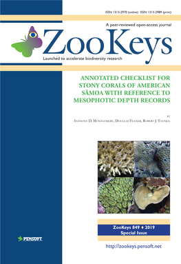 Annotated Checklist for Stony Corals of American Saˉmoa With