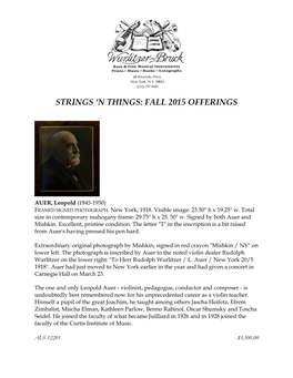 Strings 'N Things: Fall 2015 Offerings