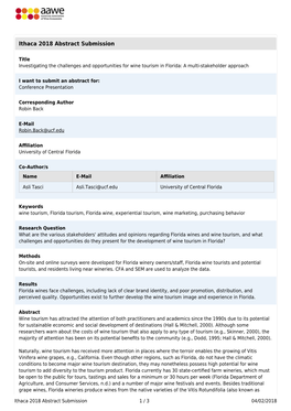 Ithaca 2018 Abstract Submission