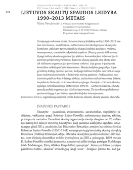 LIETUVOS SKAUTŲ SPAUDOS LEIDYBA 1990–2013 METAIS Vaiva Venclovaitė | Vilniaus Universiteto Knygotyros Ir Dokumentotyros Institutas Universiteto G