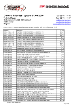 General Pricelist