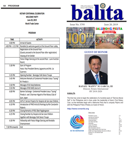 Issue No. 3795 June 20, 2019 GUEST OF