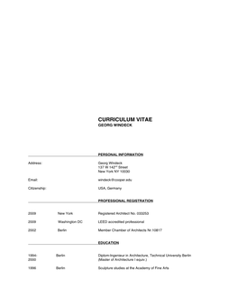 Curriculum Vitae Georg Windeck