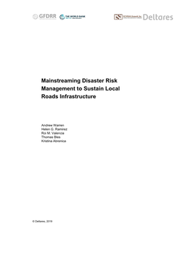 Mainstreaming Disaster Risk Management to Sustain Local Roads Infrastructure