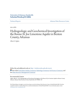 Hydrogeologic and Geochemical Investigation of the Boone-St. Joe Limestone Aquifer in Benton County, Arkansas Albert E