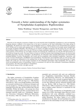 Towards a Better Understanding of the Higher Systematics of Nymphalidae (Lepidoptera: Papilionoidea)