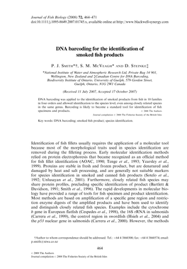 DNA Barcoding for the Identification of Smoked Fish Products