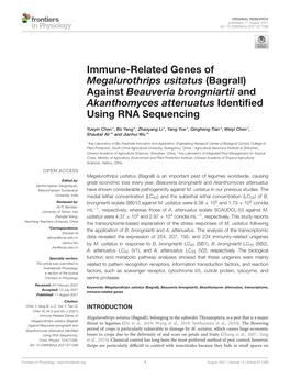 Immune-Related Genes of Megalurothrips Usitatus (Bagrall) Against Beauveria Brongniartii and Akanthomyces Attenuatus Identiﬁed Using RNA Sequencing