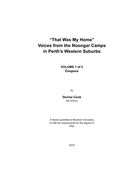 Voices from the Noongar Camps in Perth's Western Suburbs