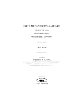 Early Massachusetts Marriages