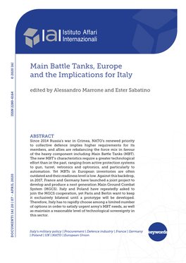 Main Battle Tanks, Europe and the Implications for Italy