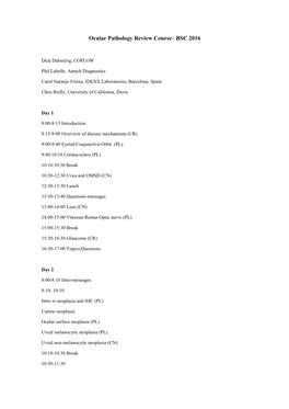 Ocular Pathology Review Course– BSC 2016
