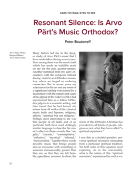 Resonant Silence: Is Arvo Pärt's Music Orthodox?