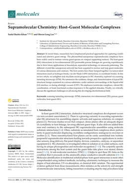 Supramolecular Chemistry: Host–Guest Molecular Complexes