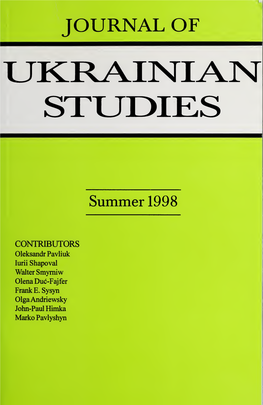 Journal of UKRAINIAN STUDIES