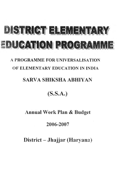 SSA Annual Work Plan and Budget 2006-07 Jhajjar.Pdf