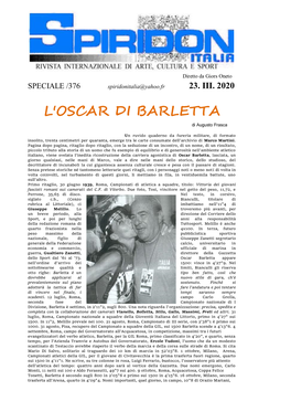 L'oscar DI BARLETTA Di Augusto Frasca