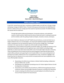 NASPA President's Report