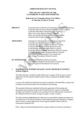 Canterbury Waste Subcommittee Agenda 2 September 2002