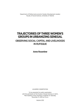 Trajectories of Three Women's Groups in Urbanizing Senegal Observing Social Capital and Livelihoods in Rufisque