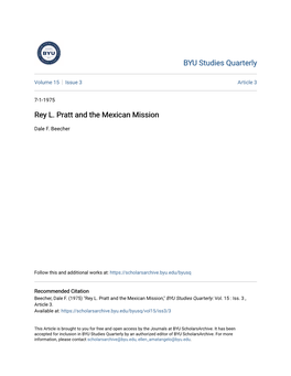 Rey L. Pratt and the Mexican Mission