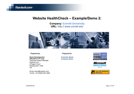 Website Healthcheck – Example/Demo 2: Company: Cornell University URL