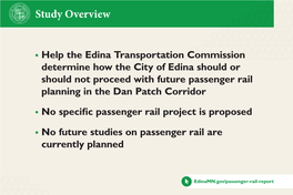 Passenger Rail Planning in the Dan Patch Corridor