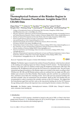 Thermophysical Features of the Rümker Region in Northern Oceanus Procellarum: Insights from CE-2 CELMS Data