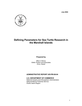 Defining Parameters for Sea Turtle Research in the Marshall Islands