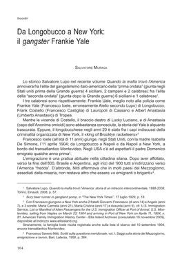 Da Longobucco a New York: Il Gangster Frankie Yale
