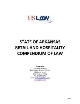 State of Arkansas Retail and Hospitality Compendium of Law
