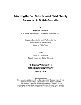 School-Based Child Obesity Prevention in British Columbia