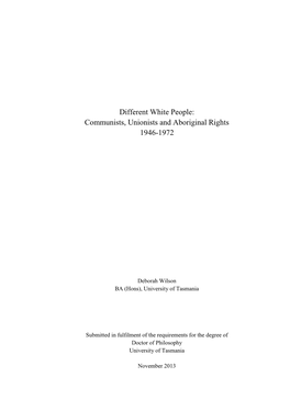 Communists, Unionists and Aboriginal Rights 1946-1972